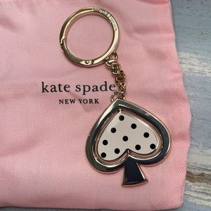 Kate Spade Metal Dot Dot Dot Spade Enamel Key Fob NewWOT ! Polka Dot Heart Spins